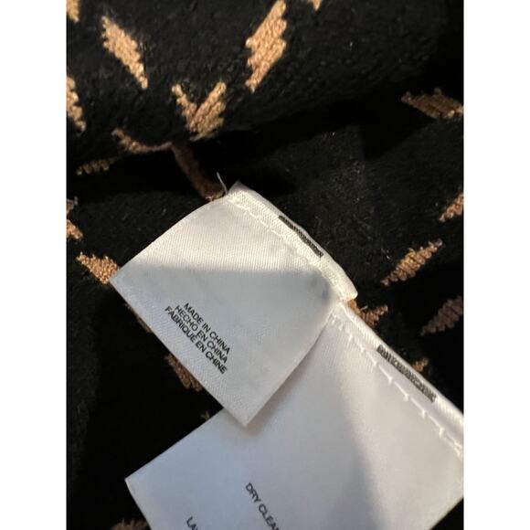 Ann Klein Knit Sweater Coat Faux Fur Collar Tan Window pane Check Print - Picture 6 of 7